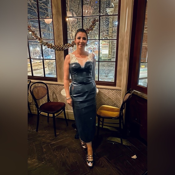 Mare Mare Faux Leather Strapless Slim
Midi Dress EEUC once worn. Sz S - Picture 5 of 6